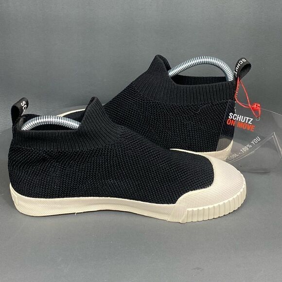 Schultz Black Knitted Ankle Sneaker Shoes women size 6.5 - Picture 2 of 9
